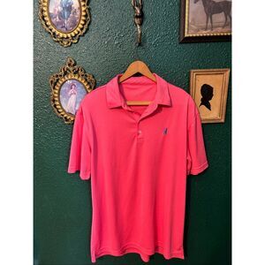 Johnnie-O Blue Performance Polo Size Large Pink